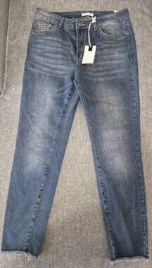 Fire & Rain Jeans Women Sz 13/30 Medium Wash High Rise Denim With Frayed Hem NWT